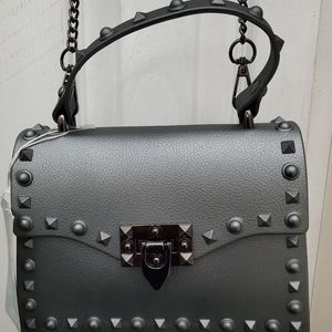 Gray satchel purse